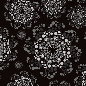 [Medium] Dots Mandala Gray on Black