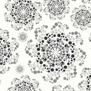 [Medium] Dots Mandala Gray Inverted on White