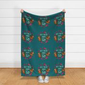 18x18 Panel Let That Shit Go Sloths Sarcastic Sweary Adult Humor on Teal for DIY Throw Pillow or Cushion Cover