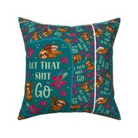 14x18 Panel Let That Shit Go Sloths Sarcastic Sweary Adult Humor for DIY Garden Flag Small Wall Hanging Kitchen Towel