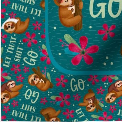 14x18 Panel Let That Shit Go Sloths Sarcastic Sweary Adult Humor for DIY Garden Flag Small Wall Hanging Kitchen Towel