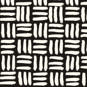 Black and white, hand drawn checkered pattern