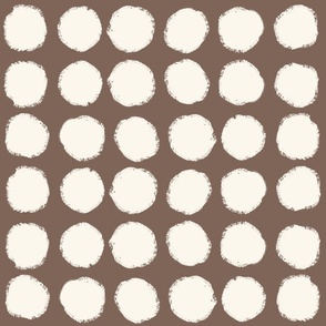 Brown and white large hand drawn  dots