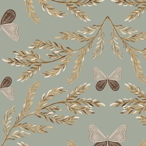 1502 large - Moth Damask - Sage