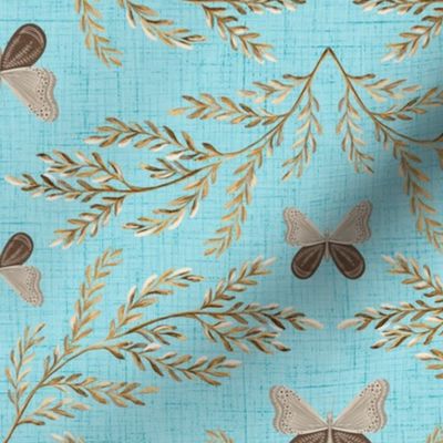 1512 T large - Moth Damask - Pastel Blue Linen 