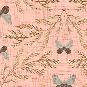 1495 T large - Moth Damask - Bermuda Pink Linen