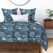 Dark Blue William Morris Cats Kitten Kitty floral flowers leaves foliage cat fabric