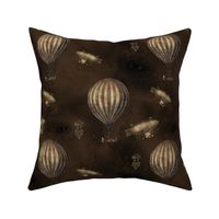 Hot Air Balloon and Airships Steampunk Gothic Grunge in brown