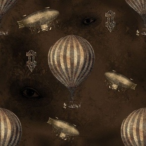 Hot Air Balloon and Airships Steampunk Gothic Grunge in brown