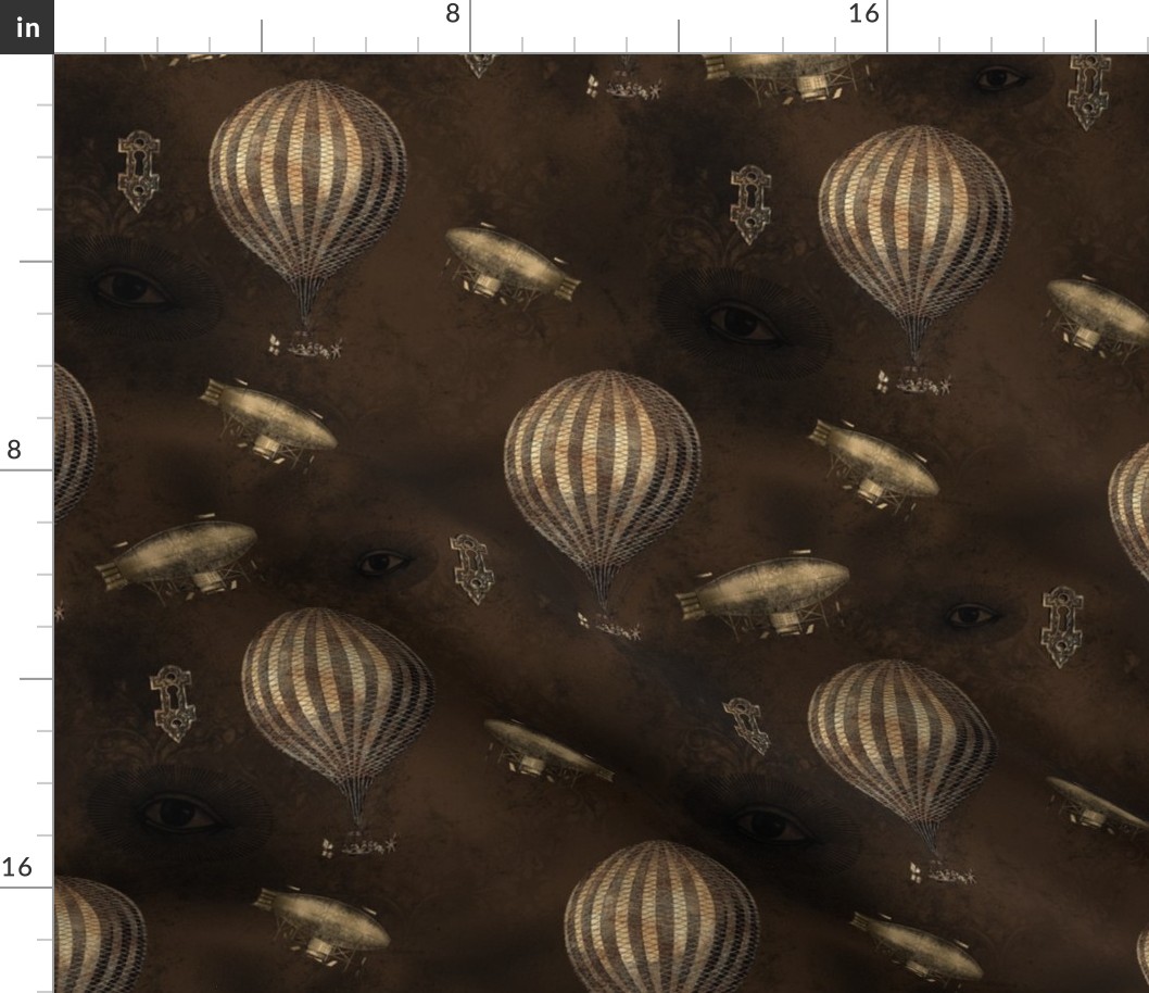 Hot Air Balloon and Airships Steampunk Gothic Grunge in brown