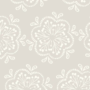 Prairie Lace Cream on Pale Taupe - XL