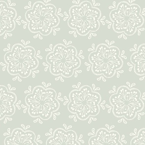 Prairie Lace Cream on Pale Sage Green - Large