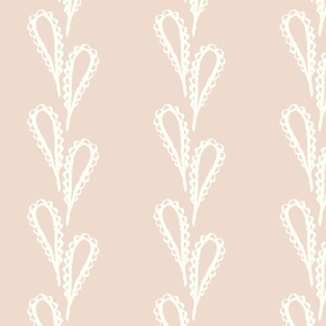 Lacy Leaves Cream on Blush Pink - XL