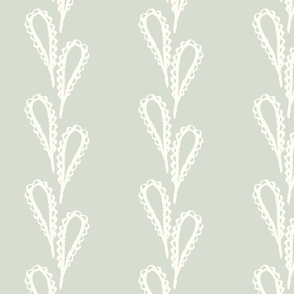 Lacy Leaves Cream on Pale Sage Green - XL