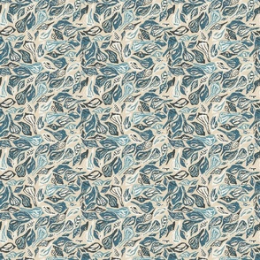 Seashells Cross Stitch- Coastal Blue shells on Pearl- Small Scale