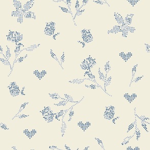 Cross Stitch Textured Tossed Floral // Cream