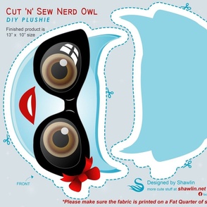 Cut n sew Nerd owl DIY plushie soft toy 