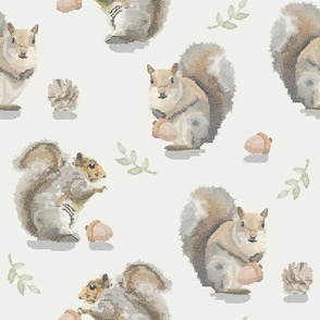 Cross Stitch Woodland Squirrels