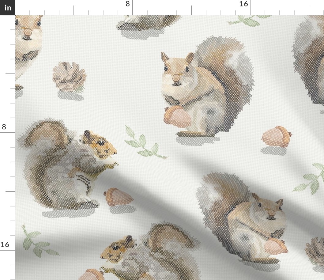 Cross Stitch Woodland Squirrels