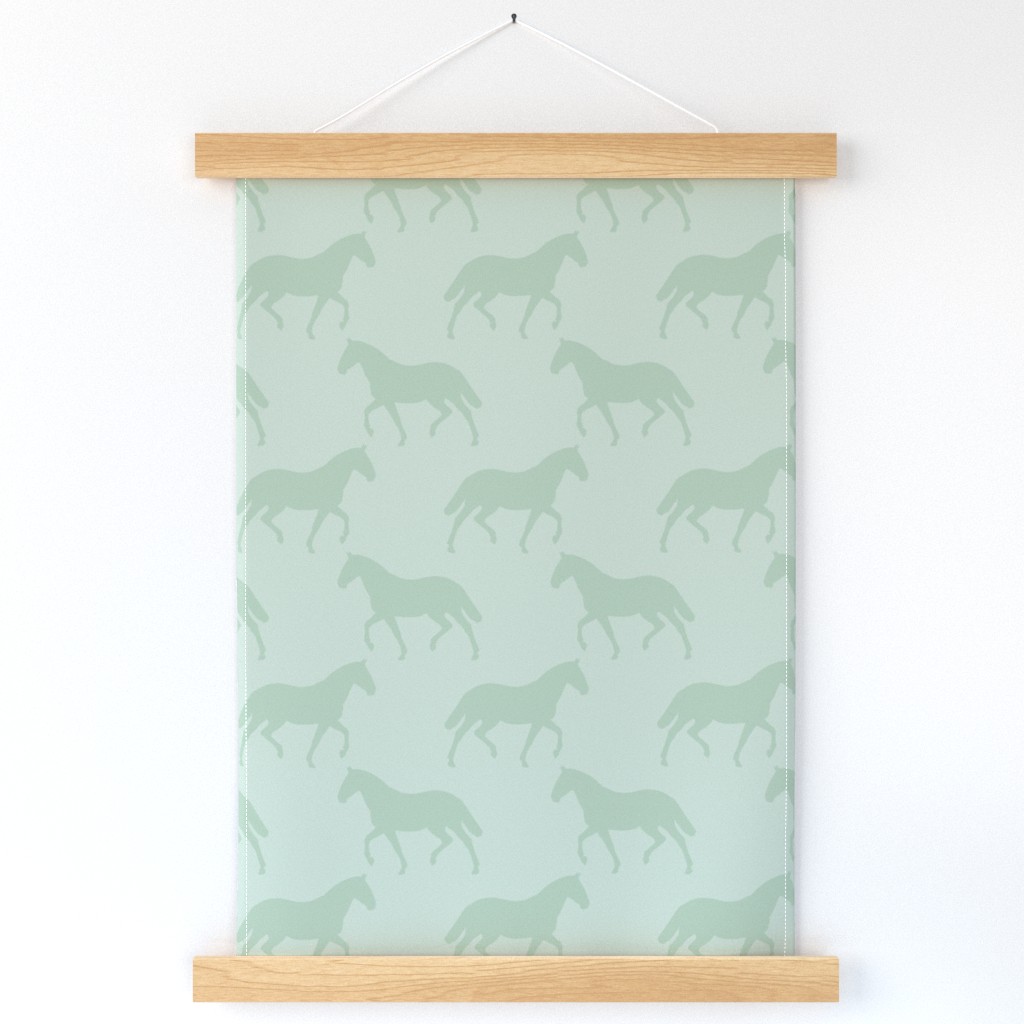 Large Subtle Trotting Horse Silhouette, Sage Green