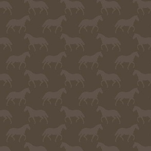 Small Subtle Trotting Horse Silhouette, Sepia Brown