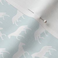 Small Subtle Trotting Horse Silhouettes, Duck Egg Blue
