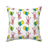 small cute bunny - easter rabbits - bunnies and balloons fabric and wallpaper
