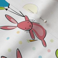 small cute bunny - easter rabbits - bunnies and balloons fabric and wallpaper