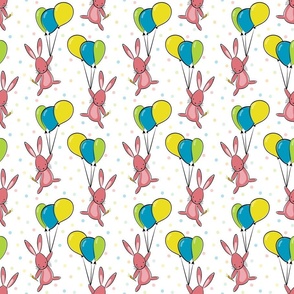 small cute bunny - easter rabbits - bunnies and balloons fabric and wallpaper