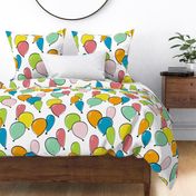 large cute balloons - colorful birthday balloons - multicolor balloon fabric and wallpaper