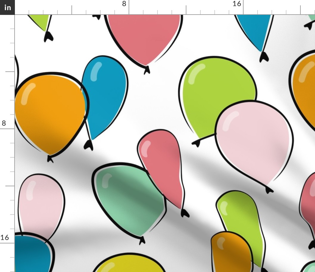 cute balloons - colorful birthday balloons - multicolor balloon fabric and wallpaper