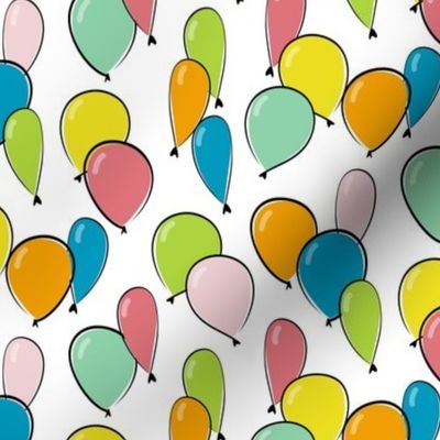 small cute balloons - colorful birthday balloons - multicolor balloon fabric and wallpaper