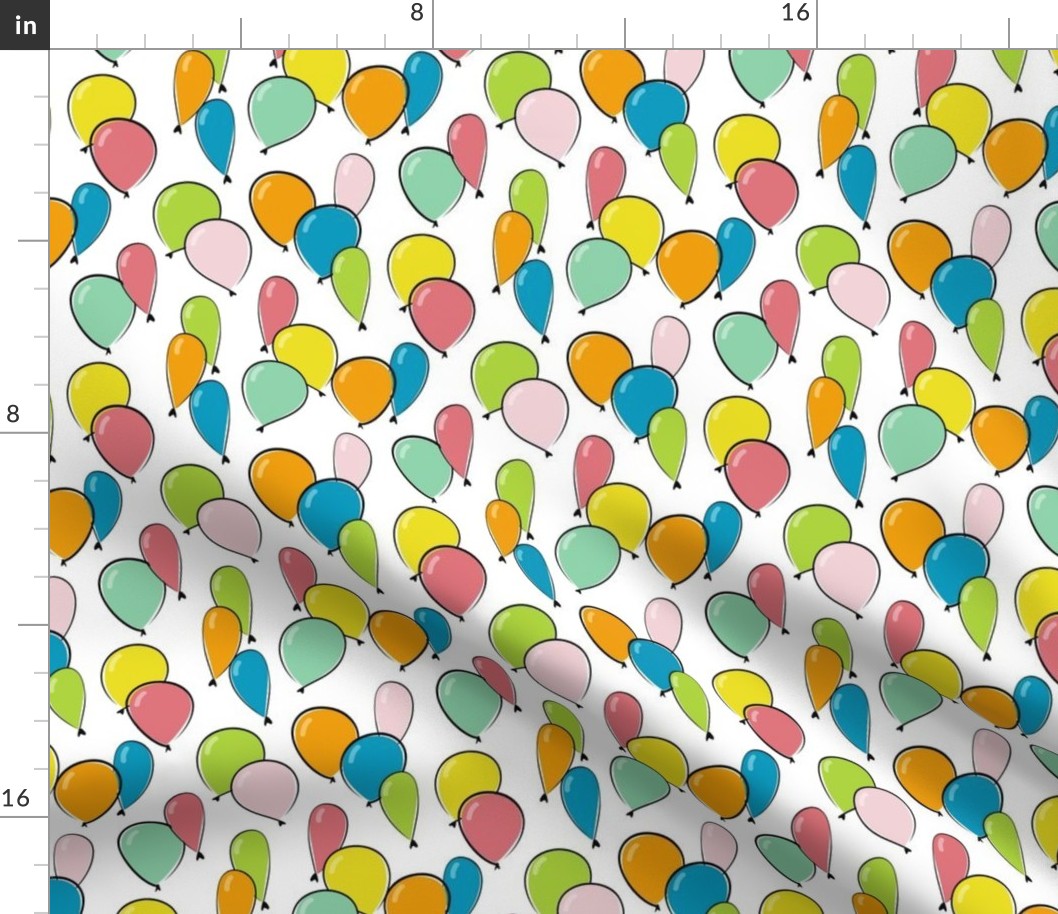 small cute balloons - colorful birthday balloons - multicolor balloon fabric and wallpaper