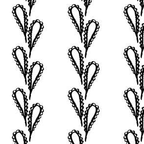 Lacy Leaves Black on White - XL