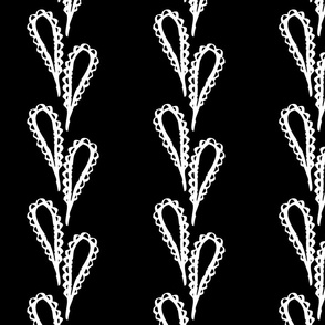 Lacy Leaves White on Black - XL