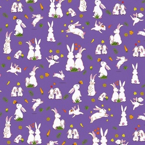 Enchanted Happy Rabbit Family -Purple