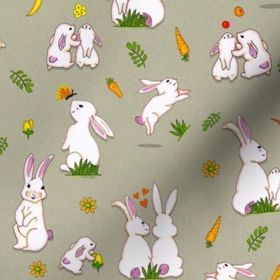 Enchanted Happy Rabbit Family -Sand Beige