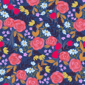 Marvelous floral on Blue