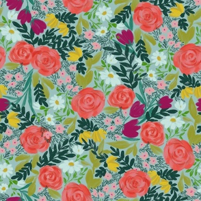 marvelous floral on mint