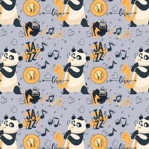 Jazz pandas play  the saxophone 