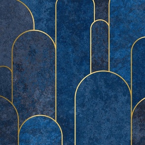 Roaring Twenties Style Moderne Art Deco Pattern Navy Blue