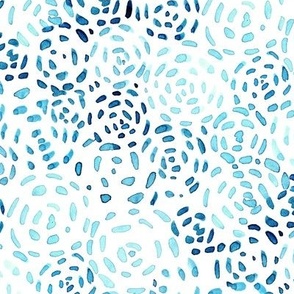 Teal Venice - watercolor brush stroke kaleidoscope - monochrome circles - modern pattern for home decor wallpaper bedding a233-2