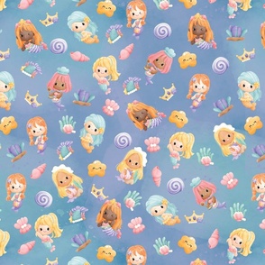 Cartoon Mermaid Fabric, Wallpaper and Home Decor