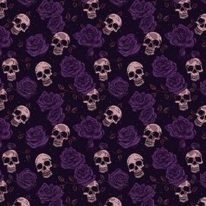 Purple roses and skulls - S