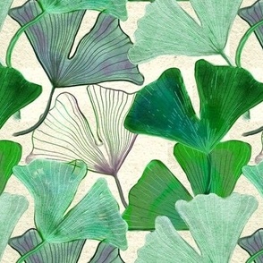 [Medium] Ginkgo Green Shades on Textured paper