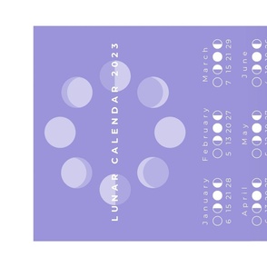 Lunar calendar 2023 with moon phases and purple background