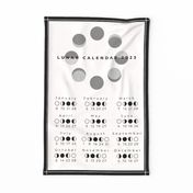 Lunar calendar 2023 with moon phases and white background