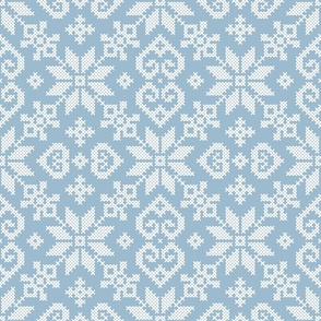 cross stitch - blue & white