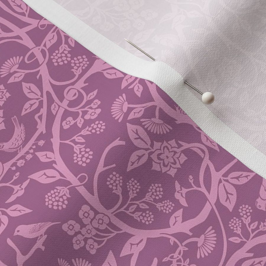 Conversational Chinoiserie  floral pattern  -  tone on tone - purple , lavender , lilac.