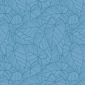 Monochromatic blue large tropical leaves - linear Caladium - small  